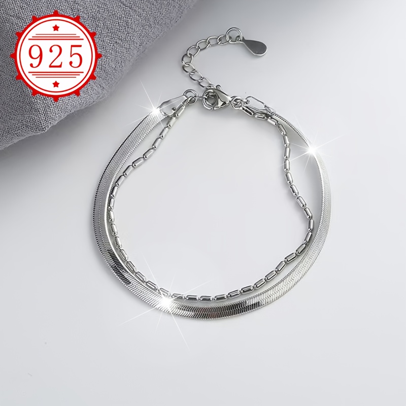 925 Silver Snake Chain Bracelet Boho Style Low Allergy Tarnish Resistant
